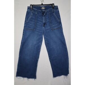 Kut from the Kloth Wide Leg Raw Hem Jeans Blue Denim Womens Size 8